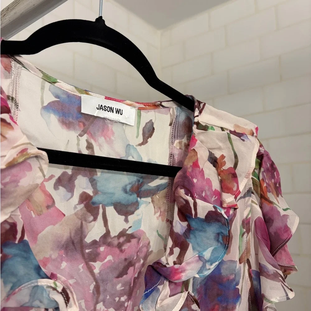 Jason Wu Multicolor Floral Ruffle Blouse - Picture 3 of 4